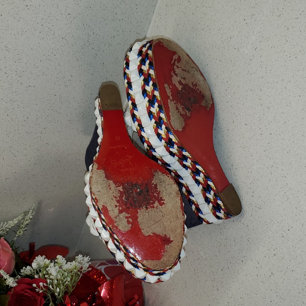 CHRISTIAN LOUBOUTIN Cataclou 140 Wedge Sandals (sz 38)(sz 7.5) - Picture 7 of 8